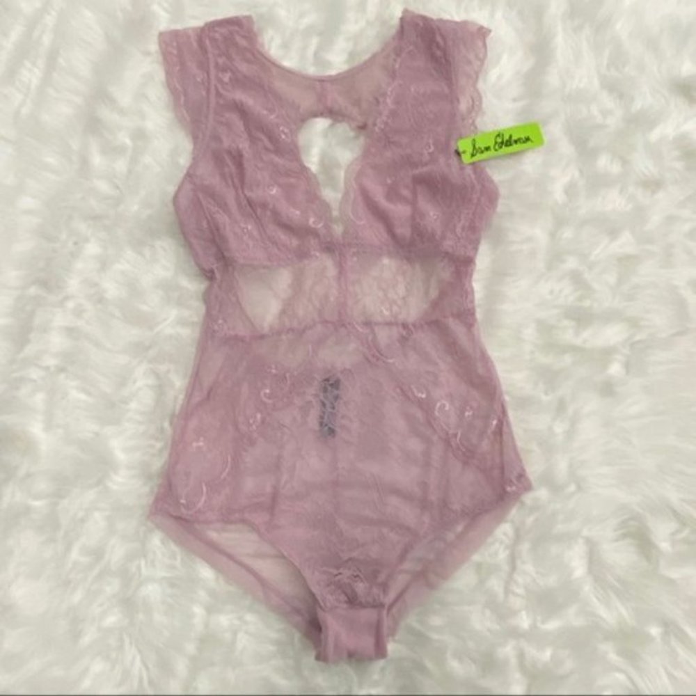 NWT Sam Edelman Lace Dawn Dusty Pink Bodysuit Med